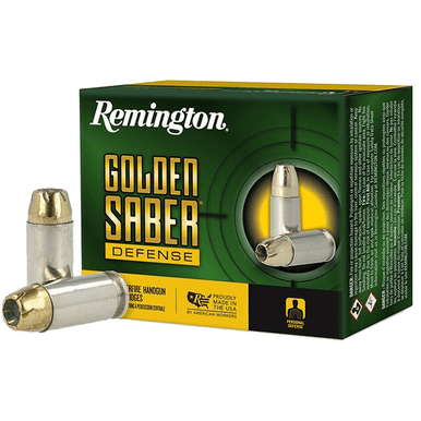 Remington Ammunition Golden Saber Defense 40 S&W 165 gr Brass Jacket Hollow Point 20 Per Box