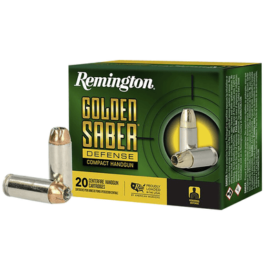 Remington Ammunition Golden Saber Defense 10mm Auto 180 gr Brass Jacket Hollow Point 20 Per Box