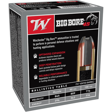 Winchester Ammo Big Bore 45 Colt 250 gr Semi Jacketed Hollow Point 20 Per Box
