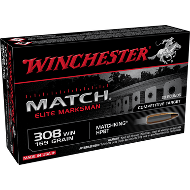 Winchester Ammo Match Elite Marksman 308 Win 169 gr Sierra MatchKing BTHP 20 Per Box