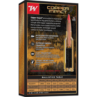 Winchester Ammo Copper Impact 6.5 Creedmoor 125 gr Copper Extreme Point Lead Free 20 Per Box
