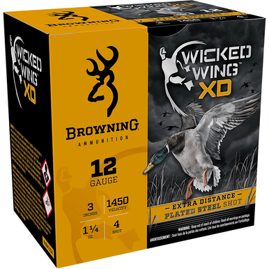 Browning Ammo Wicked Wing XD 12 Gauge 3" 1 1/4 oz 4 Shot 25 Per Box
