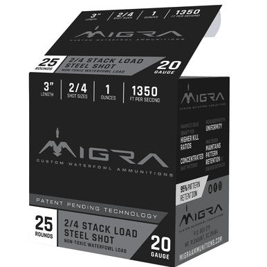 Migra Ammunitions Combinational 20 Gauge 3" 1 oz 2/4 Shot 25 Per Box