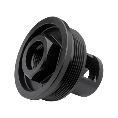 ADVANCED ARMAMENT COMPANY 65010 Flange Indexing Direct-Thread Adapter 1/2"-28 tpi, Muzzle Brake Design, for 1-3/8"-24 tpi Tubes