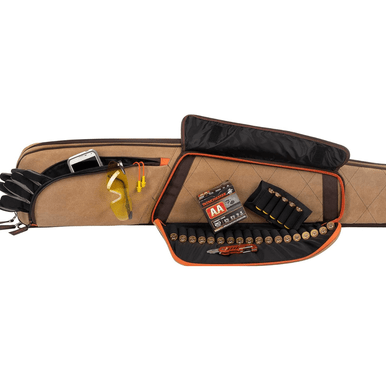 Allen 82152 Humbolt Shotgun Case 52" Tan Cotton Canvas w/Endura Brown Panels, Pockets, Quilted Interior & Lockable Zipper Includes Choke Tube Organizer