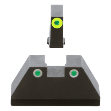AmeriGlo GL333 Optic Compatible Sight Set for Glock Black | XL Tall Green Tritium with Lumigreen Outline Front Sight XL Tall Green Tritium with White Outline Rear Sight