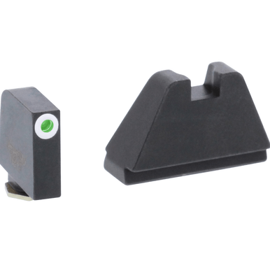 AmeriGlo GL482 Optic Compatible Sight Set for Glock Black | 5XL Tall Green Tritium with White Outline Front Sight 5XL Tall Black Rear Sight