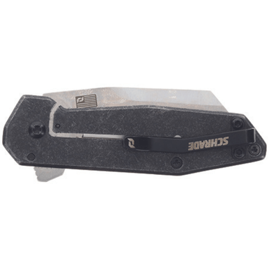 Schrade Slyte 3" Folding Plain Satin D2 Steel Blade with 4.50" Dark Stonewash Stainless Steel Handle - 1136251