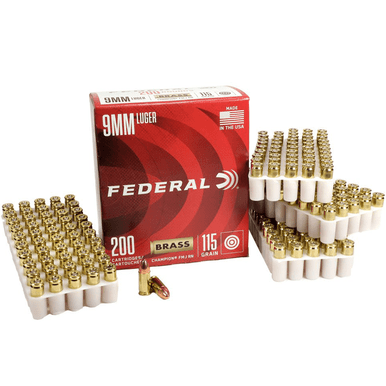 Federal WM51992 Champion Training 9mm Luger 115 gr Full Metal Jacket 200 round box