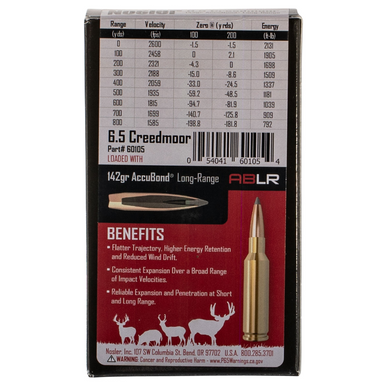 Nosler Trophy Grade Long-Range 6.5 Creedmoor 142 gr Nosler Spitzer AccuBond Long Range - 60105