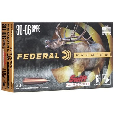 Federal P3006SS1 Premium 30-06 Springfield 165 gr Swift Scirocco II 20 Per Box
