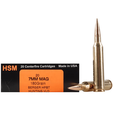 HSM 7MAG180VLD Trophy Gold Extended Range 7mm Rem Mag 180 gr Berger Hunting VLD Match 20 Per Box