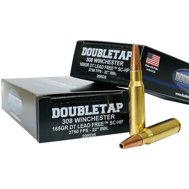 DoubleTap Ammunition 308W165X 308 Win 165 gr Lead Free Hollow Point 20 Per Box