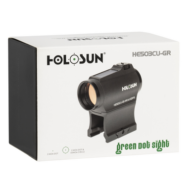 Holosun HE503CU-GR - Black Anodized, 1x20mm Tube, 2 MOA Green Dot/65 MOA Green Circle Multi Reticle for Carbine/Rifle - HE503CUGR