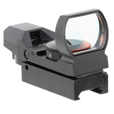 NcStar D4B Red Four Reticle Reflex Optic - Black Anodized Aluminum, 1x24x34mm, 3 MOA Multi Reticle