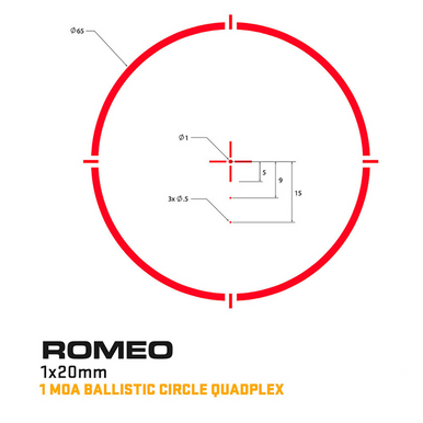 Sig Sauer Electro-Optics Romeo4H, Graphite, 1 MOA Red Ballistic Circle Quadplex Reticle - SOR43012