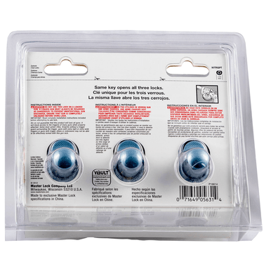 Master Lock 90TRISPT Trigger Lock Keyed Alike Open With Key Gray Steel/Zinc 3 Per Pkg Firearm Fit- Handgun/Rifle/Shotgun