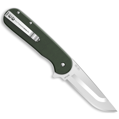 Outdoor Edge VX330B Razor VX3 EDC 3" Folding Drop Point Plain Satin 420J2 SS Blade, Green Micarta Handle