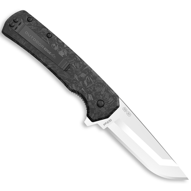 Outdoor Edge VX530A Razor VX5 EDC 3" Folding Plain Satin 420J2 SS Blade, Black Carbon Fiber/G10 Handle
