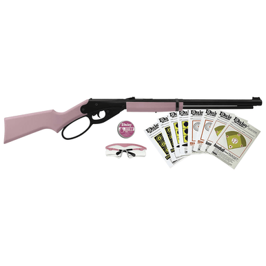 Daisy 994999403 Carbine Fun Kit Spring Piston, 177 BB 350 fps, Black Rec, Pink Synthetic Furniture, Includes Glasses/350rd Ammo/Target