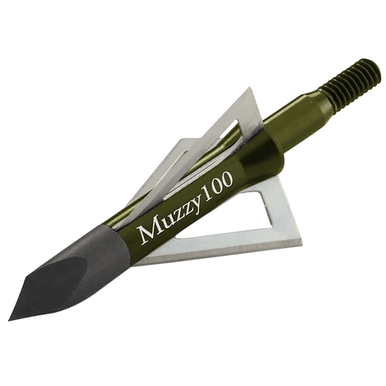 Muzzy 225 3- Blade Broadhead Trocar Tip Anodized Aluminum Ferrule Blades 100 gr/6 Per Pack