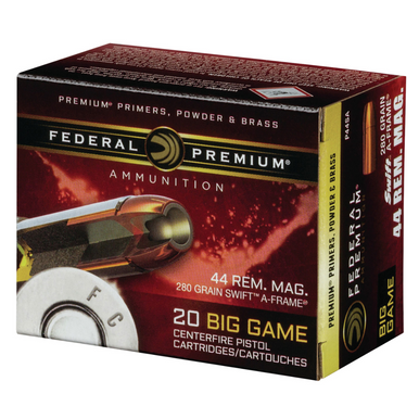 Federal Premium .44 Rem Mag 280gr Swift A-Frame, 20 Rounds Per Box - P44SA