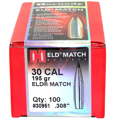 Hornady 30951 ELD Match 30 Cal .308 195 gr Extremely Low Drag Match 100 Per Box