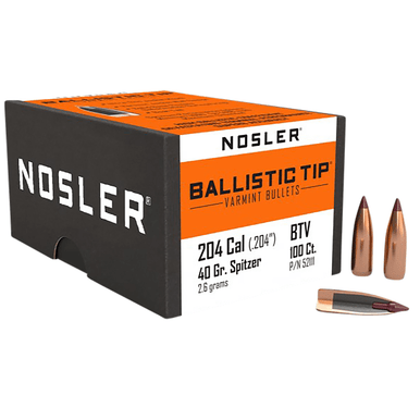 Nosler 52111 Ballistic Tip 204 Ruger .204 40 gr Spitzer/ 100 Per Box