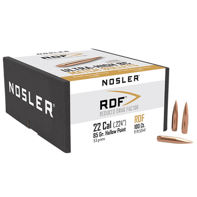 Nosler 53441 RDF Match 22 Cal .224 85 gr Hollow Point Boat Tail/ 100 Per Box
