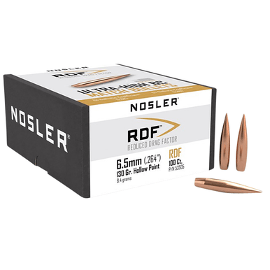 Nosler 53505 RDF Match 6.5 Creedmoor .264 130 gr Hollow Point Boat Tail/ 100 Per Box