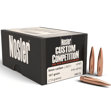 Nosler 49742 Custom Competition 6mm .243 107 gr Hollow Point Boat Tail/ 100 Per Box