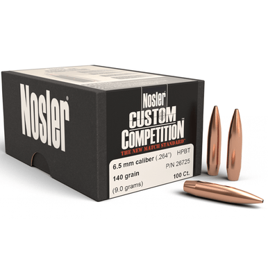 Nosler 26725 Custom Competition 6.5 Creedmoor .264 140 gr Hollow Point Boat Tail/ 100 Per Box