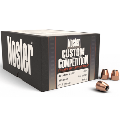 Nosler 44847 Custom Competition 45 Cal .451 185 gr Jacketed Hollow Point/ 250 Per Box