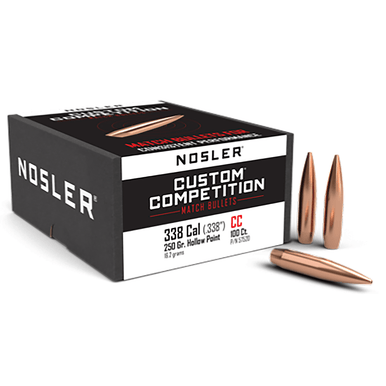 Nosler 57520 Custom Competition 338 Cal 250 gr Hollow Point Boat Tail 100 Per Box