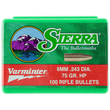 Sierra 1510 Varminter 6mm .243 75 gr Hollow Point/ 100 Per Box
