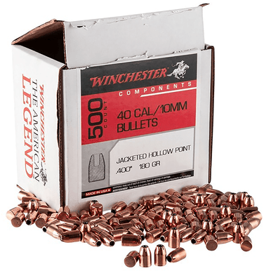 Winchester Ammo WB40HP180D Centerfire Handgun Reloading 40 S&W .400 180 gr Jacket Hollow Point 500 Per Box