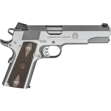 Springfield Armory PX9418S 1911 Garrison 45 ACP 7+1 4.25" Stainless Match Grade Barrel, Serrated Stainless Steel Slide & Frame w/Beavertail, Thinline Wood Grip