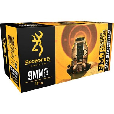 Browning B191800094 9mm 115gr FMJ Training and Practice Ammo 100 RD value pack