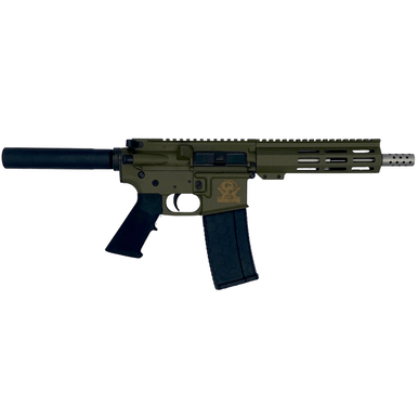 Great Lakes Firearms AR-15 Tactical Pistol, 7.50" Stainless Threaded Barrel 7.13" M-LOK Handguard OD Green Cerakote Aluminum Picatinny Rail Receiver Black Synthetic Buffer Tube Mil-Spec Grip Right Hand 30+1rd 223 Wylde - GL15223SSPODG