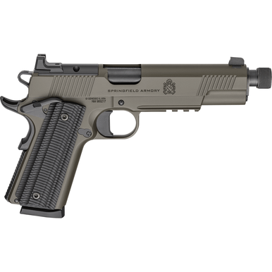 Springfield Armory 1911 Operator AOS Pistol, 5.75" Black Nitride Threaded Barrel OD Green Cerakote Carbon Steel Optic Ready/Serrated Slide & Frame w/Picatinny Rail VZ G10 Grip Full Size Frame 8+1rd 45 ACP - POT9230GAOS