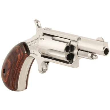 North American Arms LDLX Revolver, 1.13" Polished Stainless Steel Rosewood Grip Exposed Hammer 5 Shot 22 Mag - 22MDLX