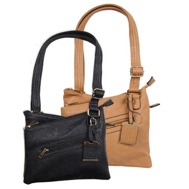 Bulldog BDP030 Cross Body Conceal Carry Purse Black Leather 9.50" x 9.50" x 1.50" Includes Color Matched Holster