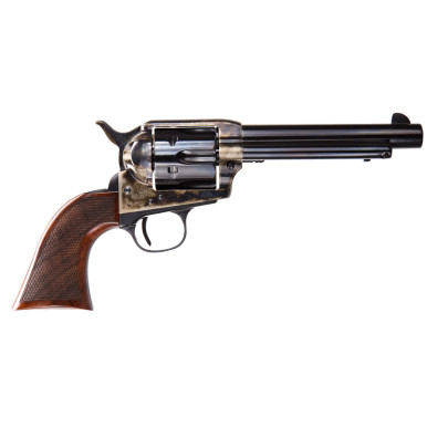 Taylors & Company 550811DE Smoke Wagon Uberti 357 Mag 6 Shot 5.50" Blued, Walnut