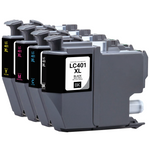 Brother LC401XL 4 Pack BCMY Remanufactured Ink Cartridge