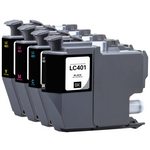 Brother LC401 4 Pack BCMY Remanufactured Ink Cartridge