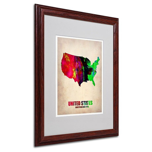 Trademark Fine Art 'United States Watercolor Map' 16" x 20" Wood Frame Art (65dc8f59d5d0399c333adfa4_ud)