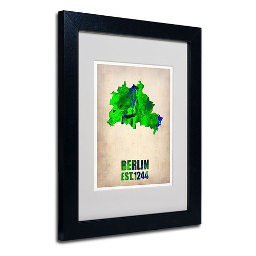 Trademark Fine Art 'Berlin Watercolor Map' 11" x 14" Black Frame Art (65dc8fbbd5d0399c333ae05c_ud)