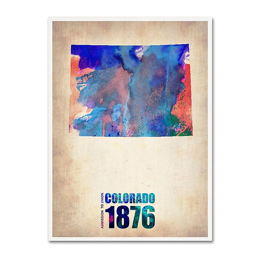 Trademark Fine Art 'Colorado Watercolor Map' 35" x 47" Canvas Art (65dc9166d5d0399c333ae526_ud)