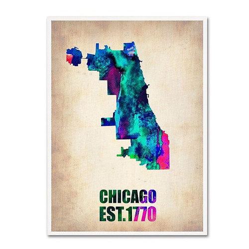Trademark Fine Art 'Chicago Watercolor Map' 14" x 19" Canvas Art (65dc9245d5d0399c333ae7c2_ud)