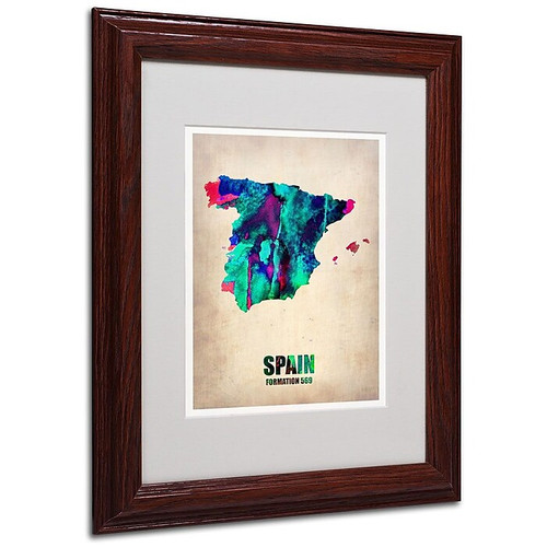Trademark Fine Art 'Spain Watercolor Map' 11" x 14" Wood Frame Art (65dc92abd5d0399c333ae8f2_ud)